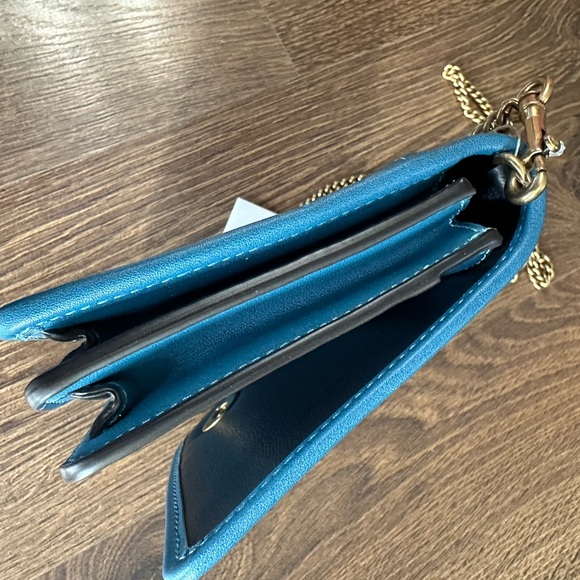 Brand New Coach Stripe Callie Leather Shoulder Chain Clutch Crossbody Handbag - Picture 3 of 8